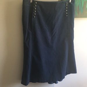 Blue velvet midi skirt with sailor buttons 😍